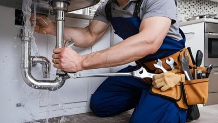 Technician using electronic equipment to detect a plumbing leak in Loveland